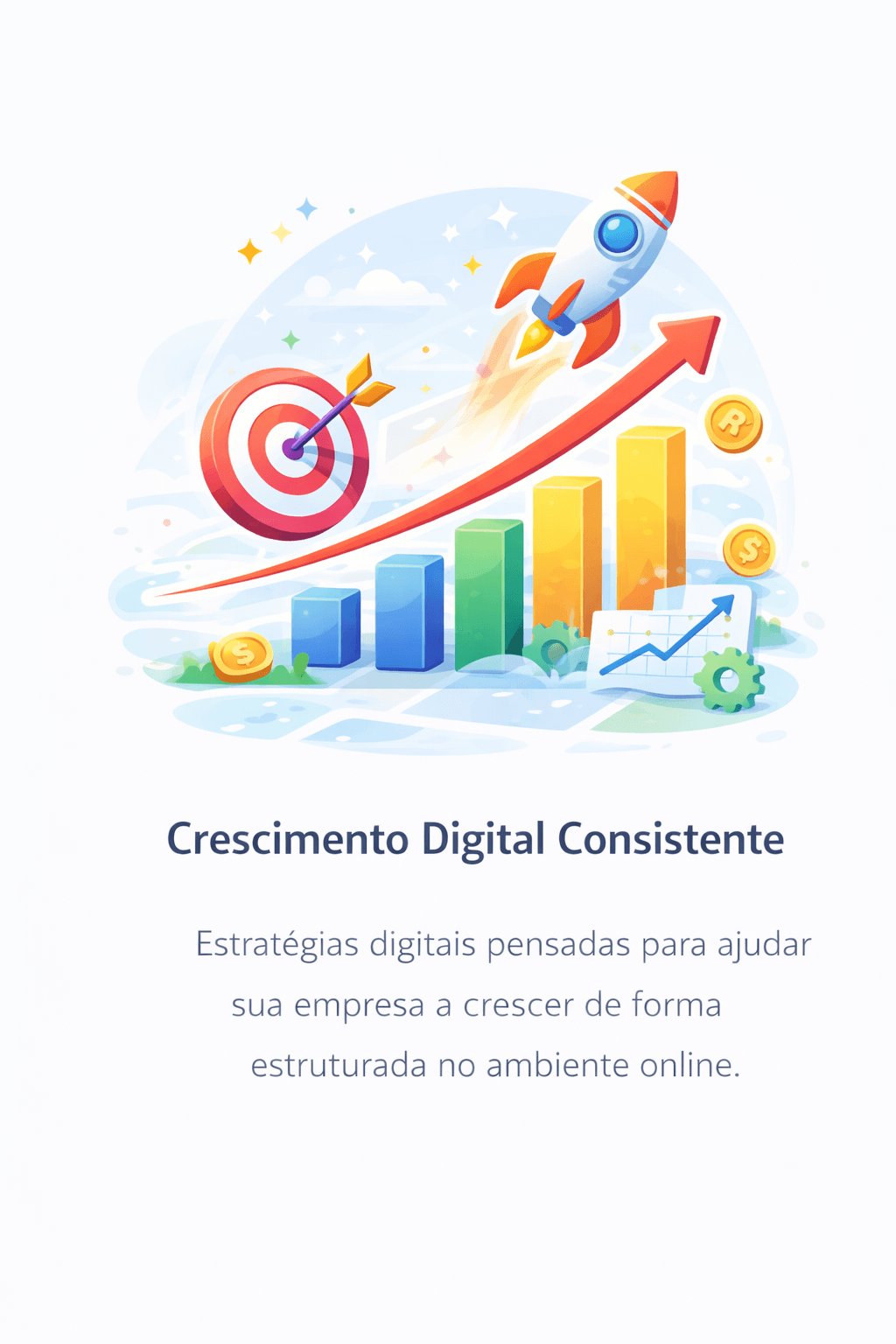 Crescimento digital de empresas através de estratégias de marketing e presença online estruturada.
