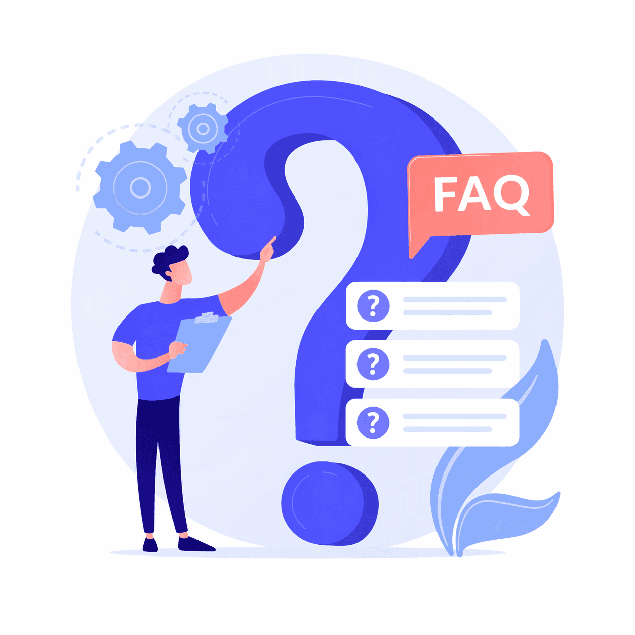 Ilustração de perguntas frequentes sobre criação de sites e landing pages em São Paulo