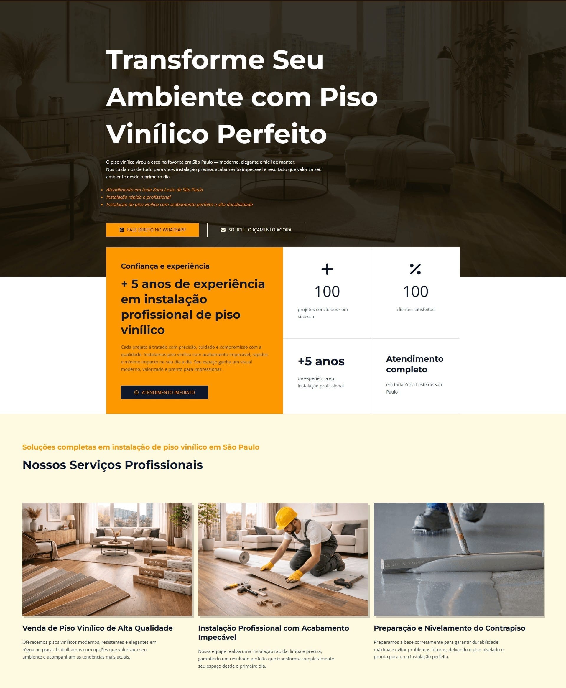 Projeto de criação de site para empresa de piso vinílico em São Paulo.